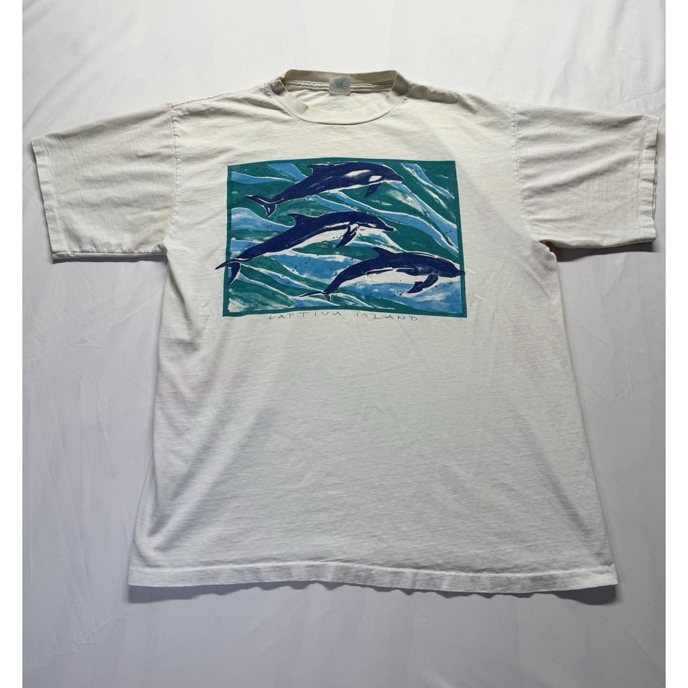 Vintage 90s Captiva Island dolphin Alore Shirt XL Nature USA ocean graphic tee